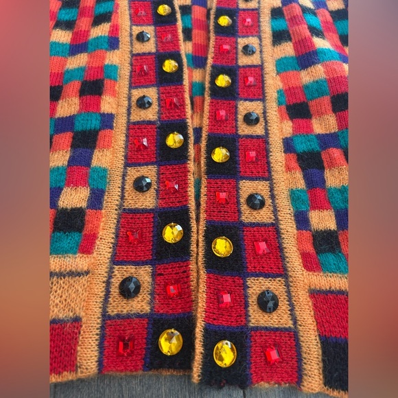 Vintage‎ patterned open sweater size large - Picture 2 of 3